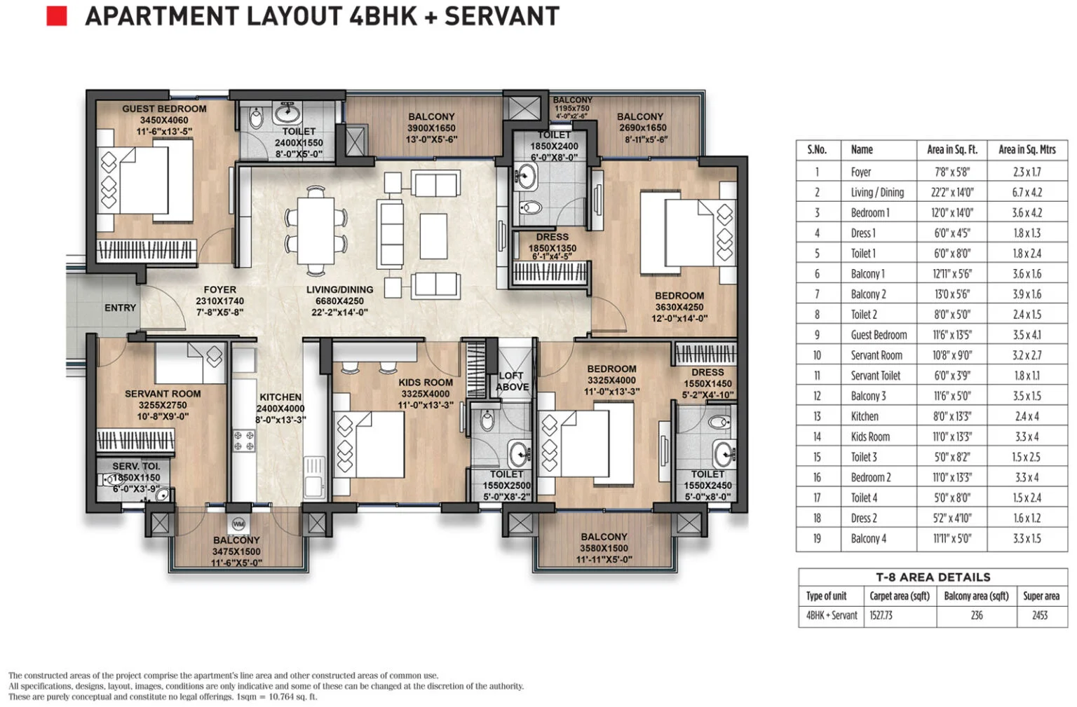 4 BHK + Servant Layout